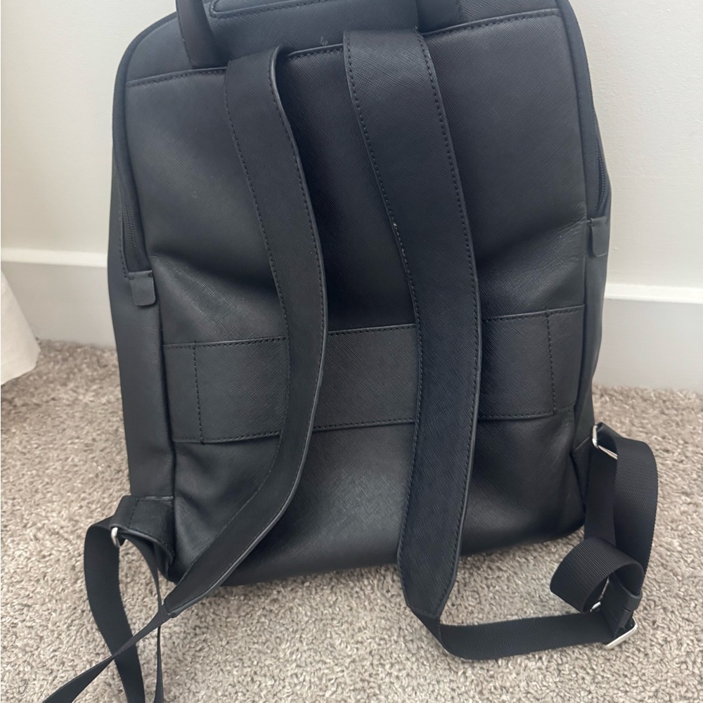 Tumi Black Leather Backpack with Silver Hardware - Picture 2 of 5